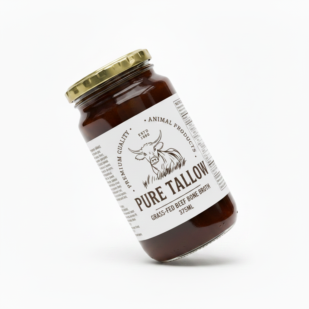 375ml Grass-Fed Beef Bone Broth - 3/4 Angle