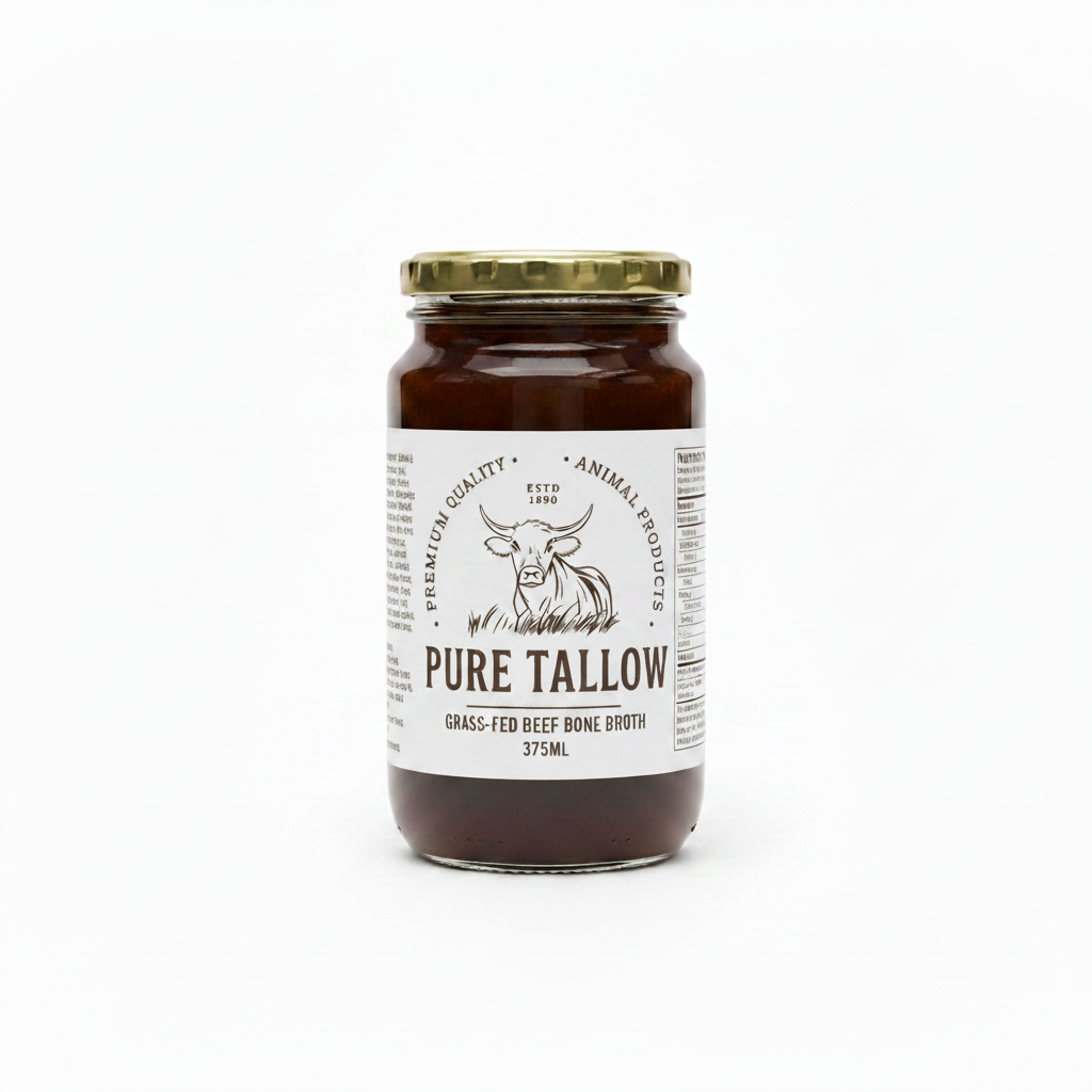 375ml Grass-Fed Beef Bone Broth - Pure Tallow