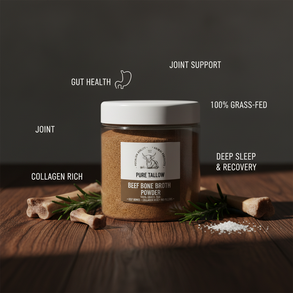 Beef Bone Broth Powder - Dark Lifestyle with Benefits