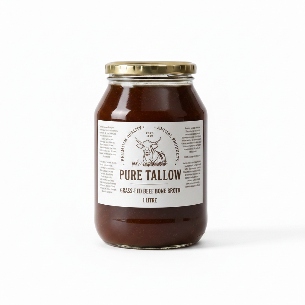 Grass-Fed Beef Bone Broth - Pure Tallow Consol Jar