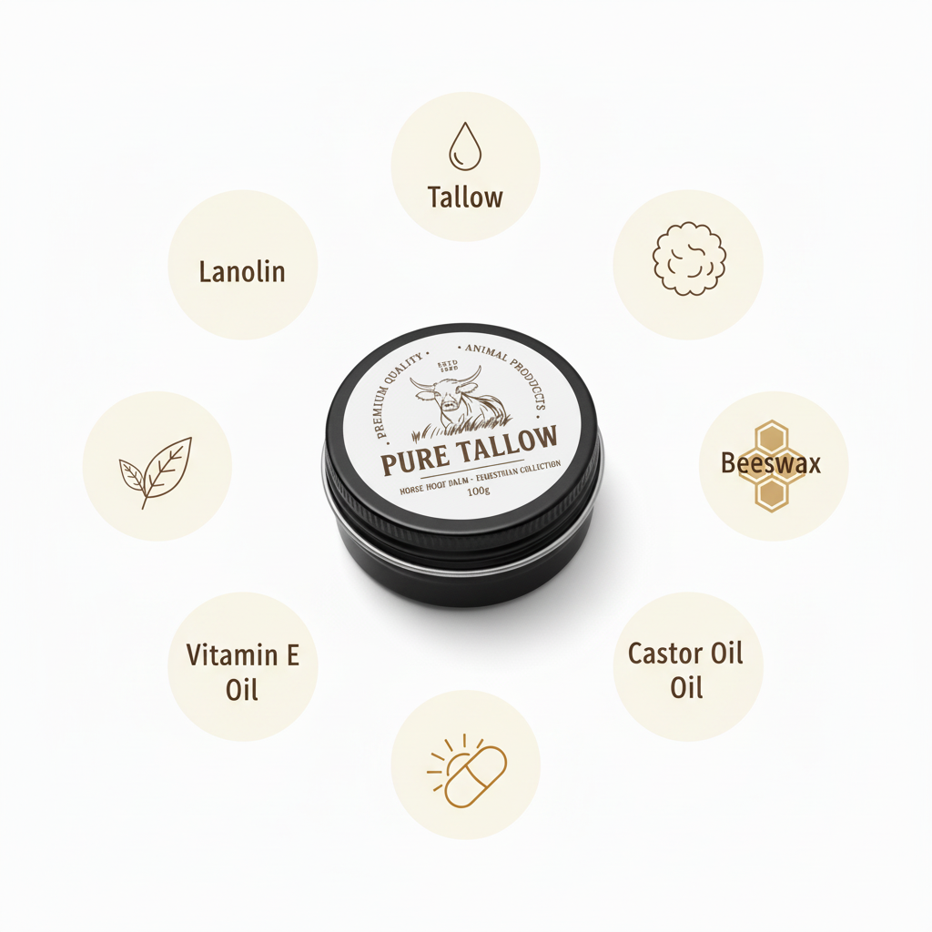 Pure Tallow Horse Hoof Balm ingredients infographic