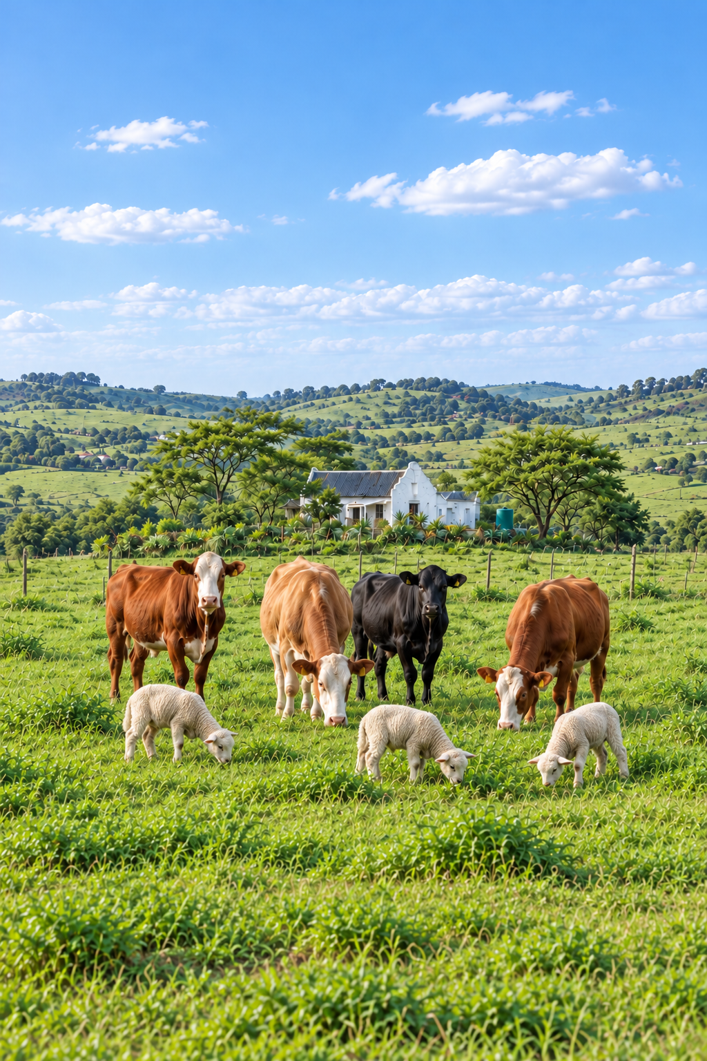 KZN-inspired farm hero with cattle and lambs