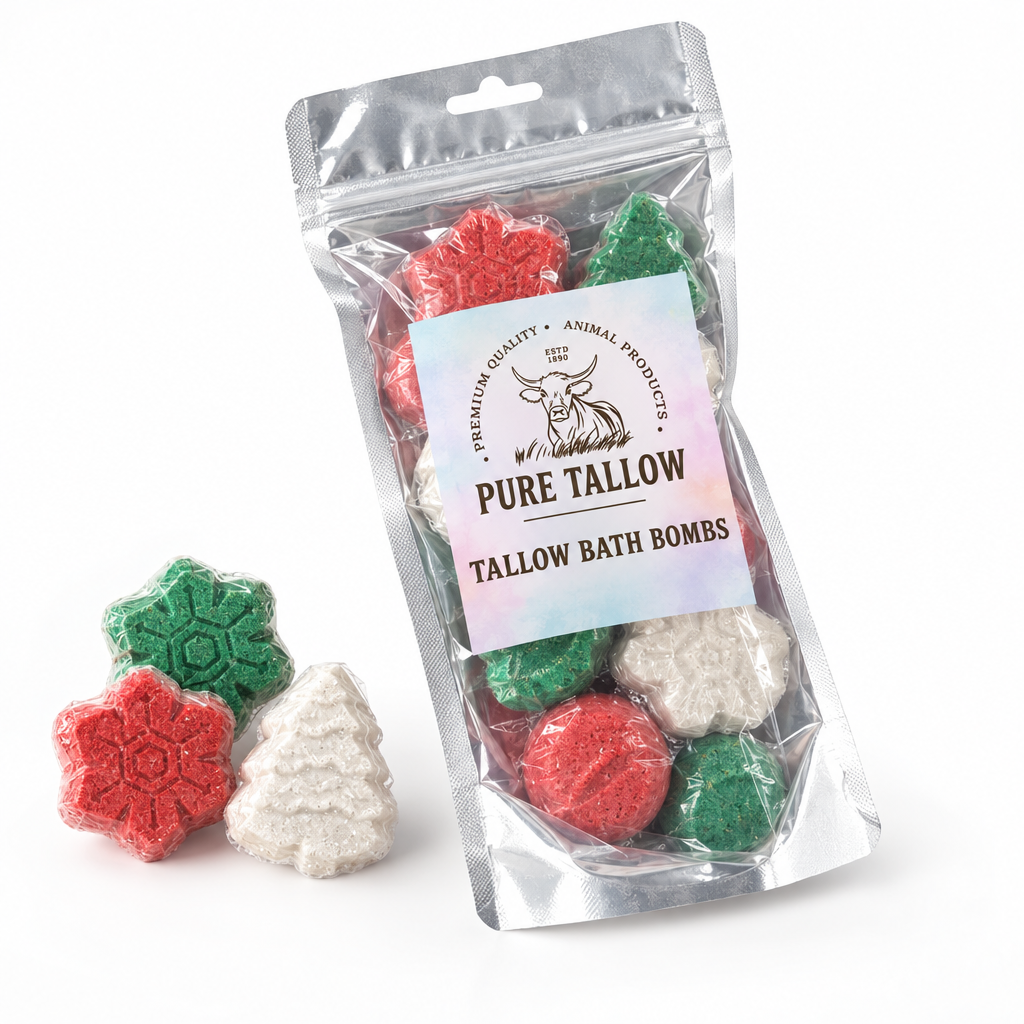 Pure Tallow bath bomb pouch with original logo reference