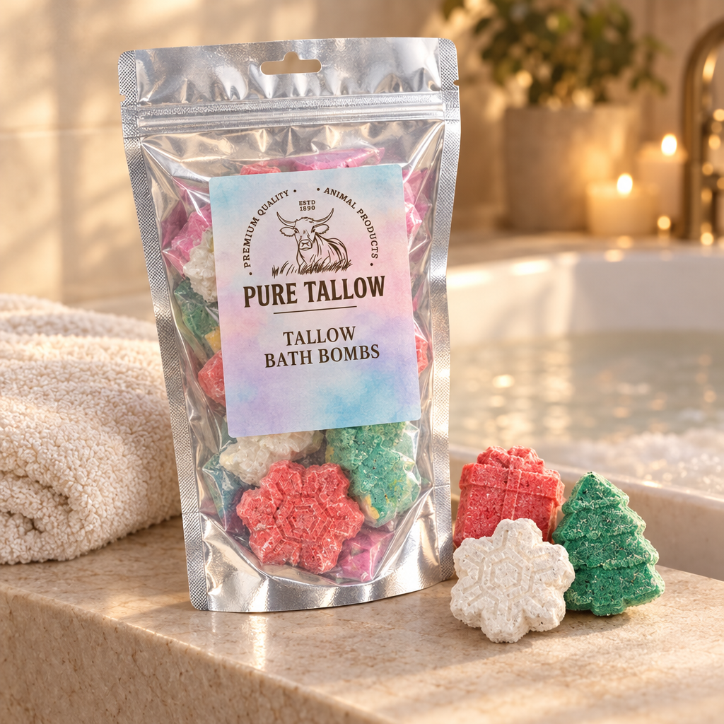 Pure Tallow bath bombs angle 3 lifestyle photo