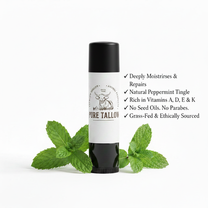 Pure Tallow Lip Balm Black Top Lid with Benefits
