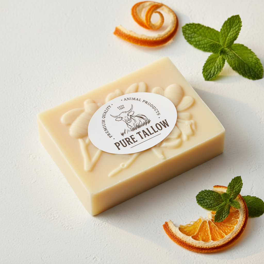 Pure Tallow Orange & Mint Soap Angled View