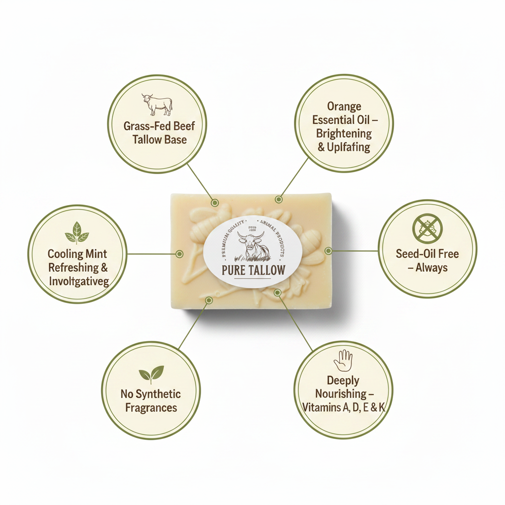 Pure Tallow Orange & Mint Soap Benefits