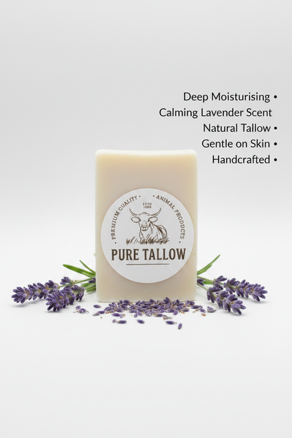 Pure White Tallow Lavender Soap with Logo