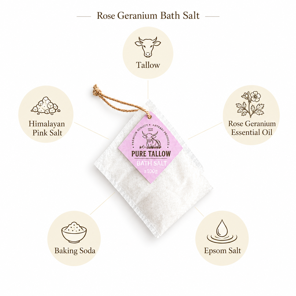 Rose Geranium bath salt corrected ingredient graphic