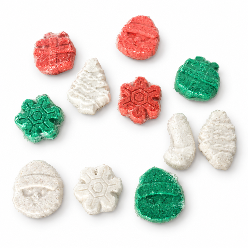 Tallow bath bomb collection on white
